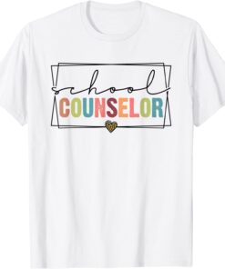 School Counselor Guidance Teacher Leopard Heart Tee Shirt