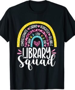 School Librarian Library Squad Cute Rainbow Back to School T-Shirt