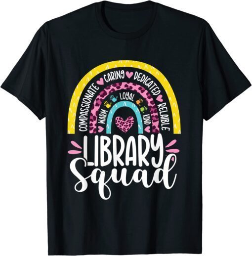 School Librarian Library Squad Cute Rainbow Back to School T-Shirt