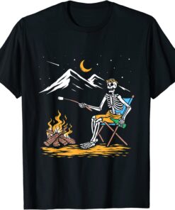 Skeleton Camping Lazy Halloween Costume Skul Camp Camper Tee Shirt