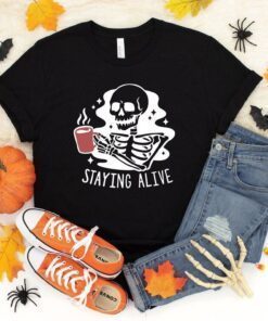 Skeleton Staying Alive Halloween T-Shirt