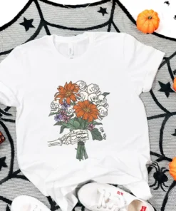 Skull Flower Retro For You Skull Pumpkin Halloween Tee Shirt