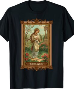 St Agnes of Rome Prayer Card Vintage Catholic Art Saints T-Shirt