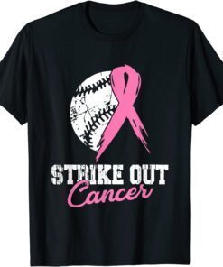 Strike Out Breast Cancer Awareness Pink Ribbon Softball Tee Shirt