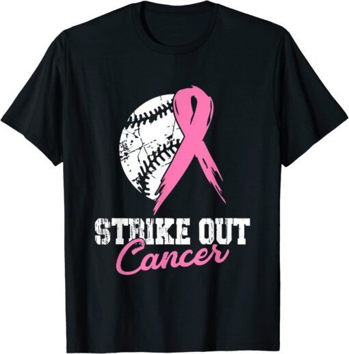 Strike Out Breast Cancer Awareness Pink Ribbon Softball Tee Shirt