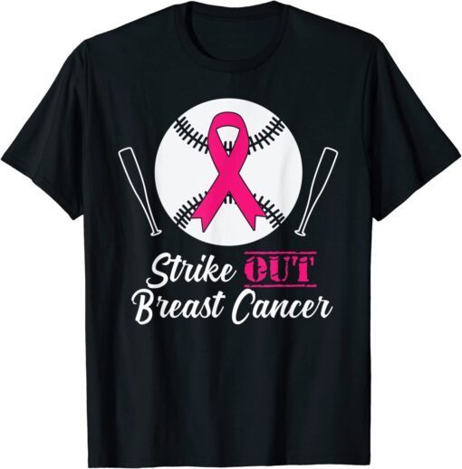 Strike Out Breast Cancer Pink Cancer Awareness Month Tee Shirt