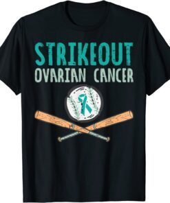 Strikeout Ovarian Cancer Baseball Teal Ribbon Awareness Tee Shirt