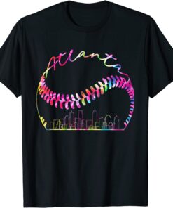 Tie Dye Atlanta Skyline City Baseball Tee Shirt