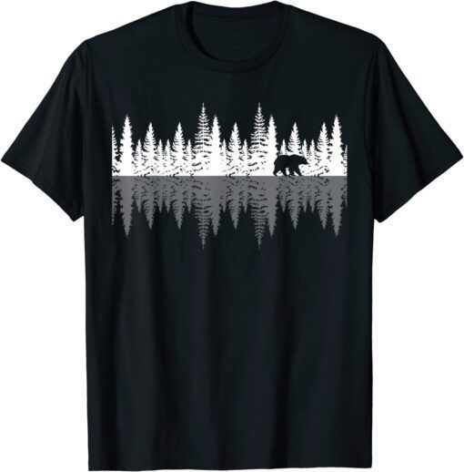 Trees Reflection Wildlife Nature Animal Bear Outdoor Forest Tee Shirt