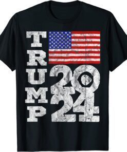 Trump 2024 Donald Trump President 47 Vintage USA Flag Tee Shirt