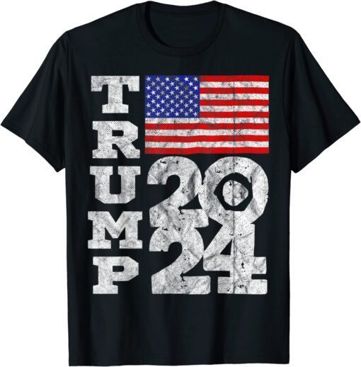 Trump 2024 Donald Trump President 47 Vintage USA Flag Tee Shirt