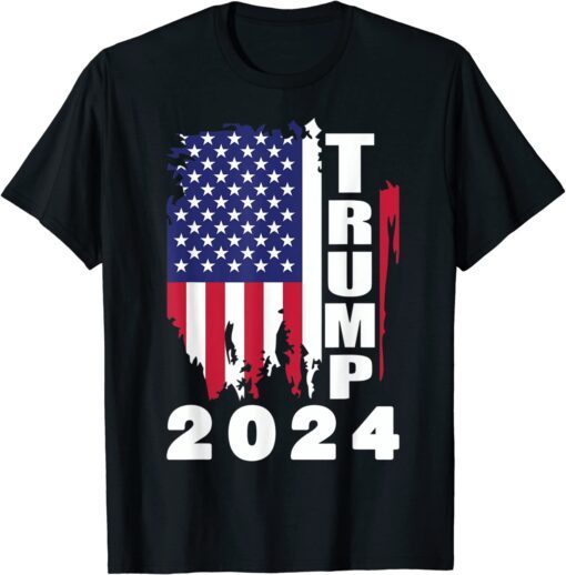 Trump 2024 Take American Back Election USA Flag Tee Shirt