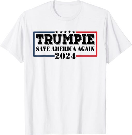 Trumpie 2024 Save America Again Pro-Trump US Flag Patriotic Tee Shirt