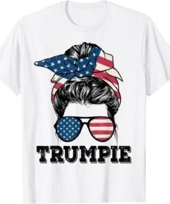 Trumpie Anti Biden Messy Bun US Flag Trumpie Trump 2024 Tee Shirt