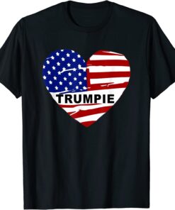 Trumpie Anti Biden Rally Wear US Flag Heart Vintage Tee Shirt