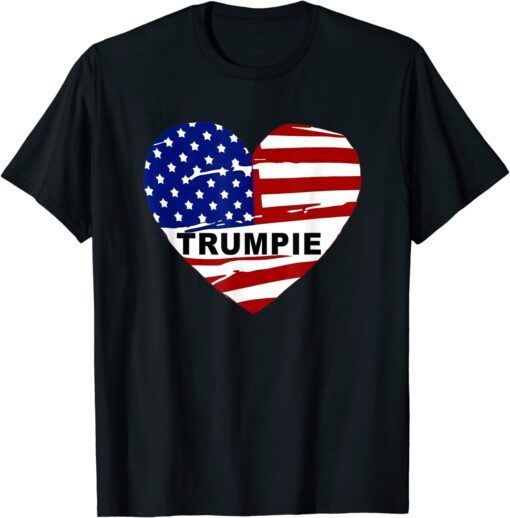 Trumpie Anti Biden Rally Wear US Flag Heart Vintage Tee Shirt