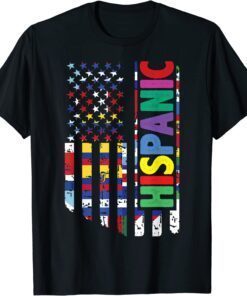 USA And Latin American Countries Flag Hispanic Heritage Tee Shirt