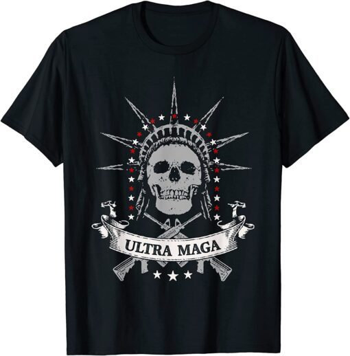 Ultra MAGA Patriotic America Republican Pride Trump US Flag Tee Shirt