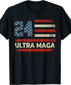 Ultra Maga Trump 2024 Ultra Maga American Flag USA Flag Tee Shirt