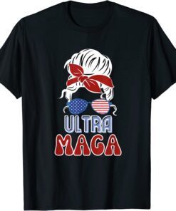 Ultra Maga Trump American Flag Patriotic Anti Biden Tee Shirt