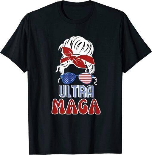 Ultra Maga Trump American Flag Patriotic Anti Biden Tee Shirt