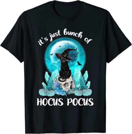 Vintage Halloween Black Cat It's Just A Bunch Of Hocus Pocus T-Shirt