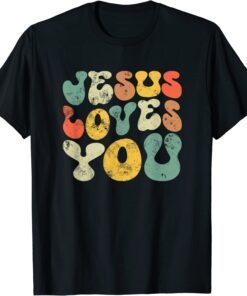 Vintage Retro Jesus Loves You Christian Tee Shirt