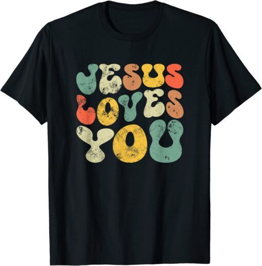 Vintage Retro Jesus Loves You Christian Tee Shirt