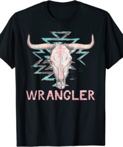 Vintage Rodeo Wrangler Western Cow Skull Cute Outfit Cowboy Tee Shirt