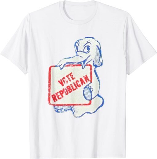 Vote Republican Vintage Worn Sign Elephant GOP Political Tee Shirt