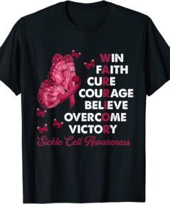 Warrior Win Faith Cure Ribbon Sickle Cell Awareness Tee Shirt