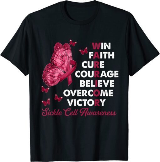 Warrior Win Faith Cure Ribbon Sickle Cell Awareness Tee Shirt