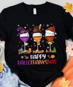 Wine Happy HalloThanksMas Classic Shirt