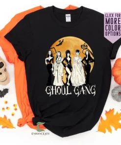 Witches Villain Addams Family in the Moon Ghoul Gang Halloween Tee Shirt