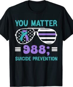 You Matter 988 Suicide Prevention Awareness Rainbow Ribbon Tee Shirt