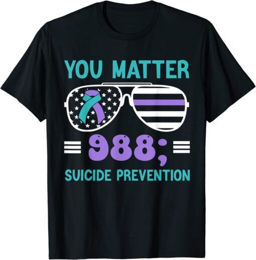 You Matter 988 Suicide Prevention Awareness Rainbow Ribbon Tee Shirt