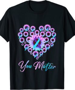 You Matter Suicide Prevention Teal Purple Awareness Ribbon Tee Shirt