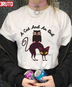 A Cat And An Owl Tee Shirt