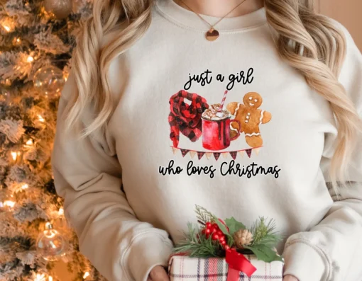 A Girl Who Loves Christmas Tee Shirt