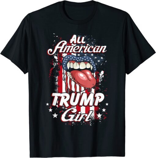 All American Trump Girl 2024 Election Campaign Flag Tee Shirt