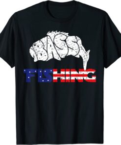 Bass Silhouette USA Fishing Bass Hunter Tee Shirt