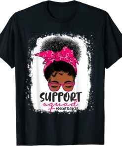 Black Women Girl Breast Cancer Support Squad Pink Ribbon Tee Shirt