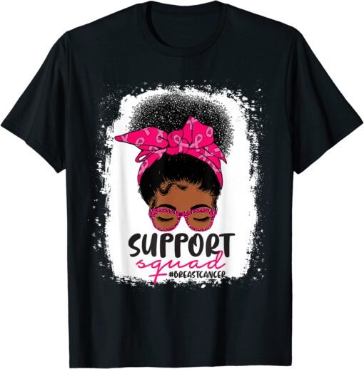 Black Women Girl Breast Cancer Support Squad Pink Ribbon Tee Shirt