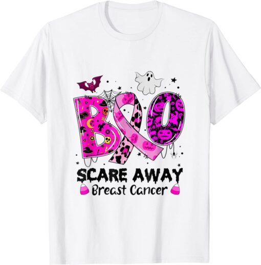 Boo Scare Away Breast Cancer Ghost Halloween Costume Tee Shirt