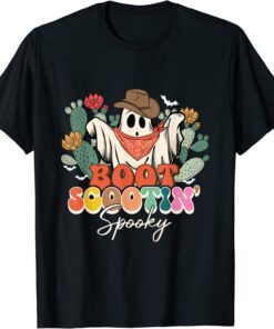 Boot Scootin’ Spooky, Country Cactus Ghost Boo Haw Halloween Tee Shirt