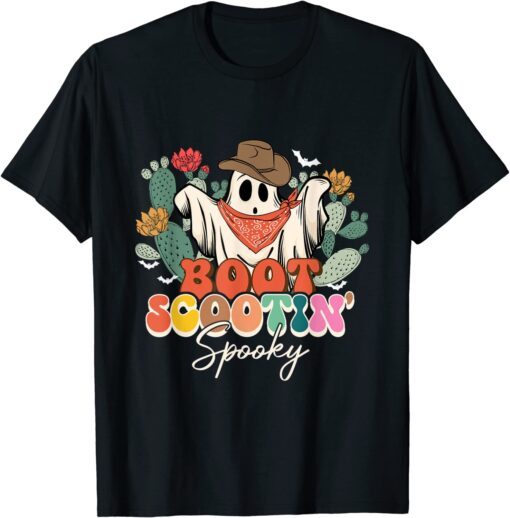 Boot Scootin’ Spooky, Country Cactus Ghost Boo Haw Halloween Tee Shirt