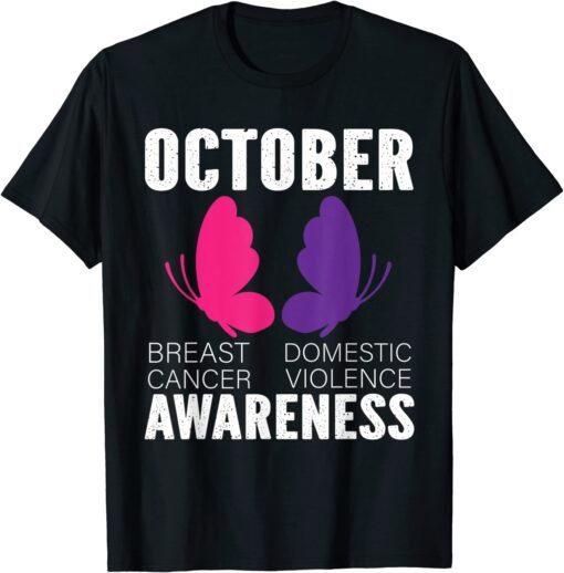 Breast Cancer And Domestic Violence Awareness Butterfly Classic Shirt