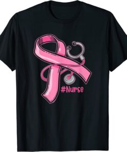 Breast Cancer Awareness Nurse Stethoscope Pink Ribbon Tee Shirt