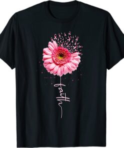 Breast Cancer Faith Sunflower Breast Cancer Awareness Tee Shirt