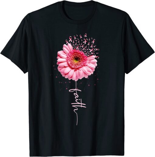 Breast Cancer Faith Sunflower Breast Cancer Awareness Tee Shirt